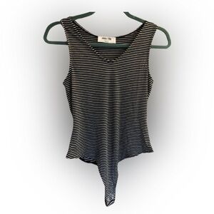 NWOT Double Zero Black and White Striped Bodysuit M